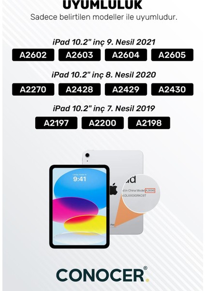 iPad 7. 8. 9. Nesil 10.2" Inç Kılıf Katlanır Kalemlikli Standlı Uyku Modlu Akıllı Kapak Tablet Kılıf
