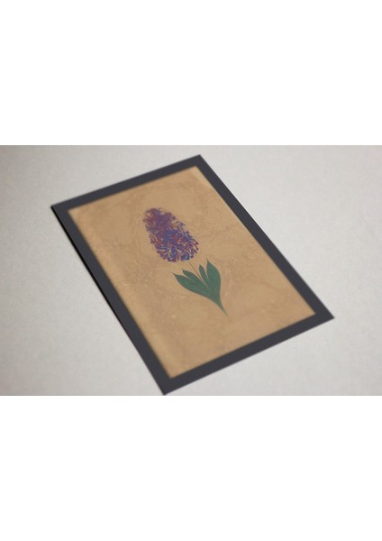 Ahşap Kendinden Çerçeveli Tablo - Ebru Sanatı - Sümbül, Standart - 20X28CM