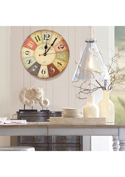 12" Ev Dekor Saati Renkli Retro Stil Sessiz Tik Tak Kuvars Duvar Saati (#1) (Yurt Dışından) modelleri