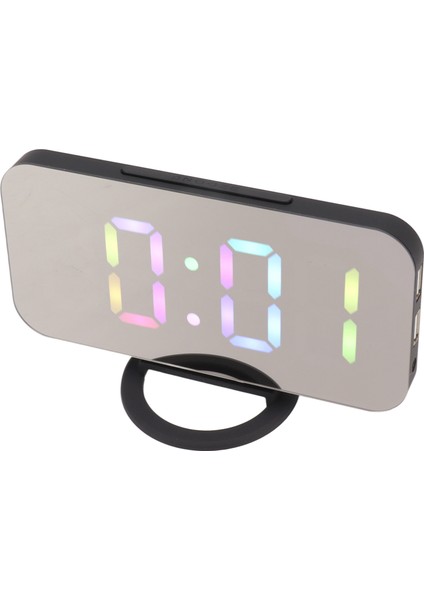 Led Aynalı Dijital Çalar Saat Büyük Ayarlanabilir Parlaklık Renkli Rgb Ekranlı Dijital Saatin Yanında Çift Usb Bağlantı Noktalı Siyah (Yurt Dışından) fiyatları