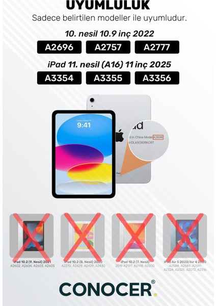 iPad 11 A16 2025 10. Nesil 10.9 Tablet Kılıfı Yumuşak Kalem Bölmeli, Uyku Modlu, Tri Folding Stand