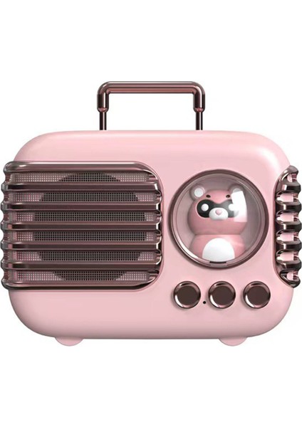 Sevimli Retro Bluetooth Hoparlör Mini Bagaj Mini Hoparlör Yaratıcı Vintage Sevimli Küçük Hoparlör Pembe (Yurt Dışından)