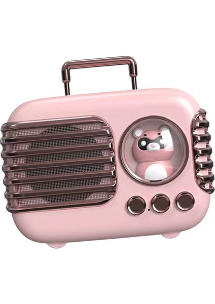 Sevimli Retro Bluetooth Hoparlör Mini Bagaj Mini Hoparlör Yaratıcı Vintage Sevimli Küçük Hoparlör Pembe (Yurt Dışından)