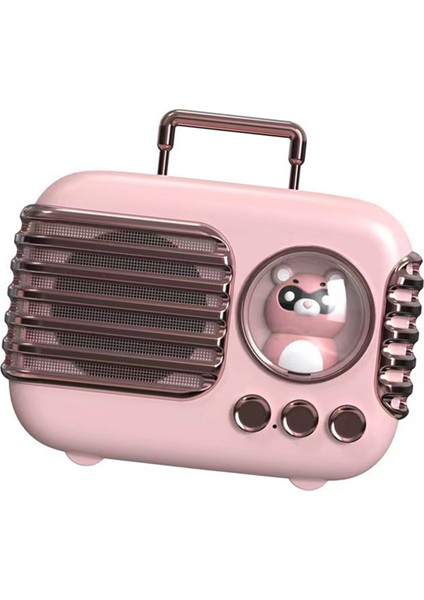 Sevimli Retro Bluetooth Hoparlör Mini Bagaj Mini Hoparlör Yaratıcı Vintage Sevimli Küçük Hoparlör Pembe (Yurt Dışından)