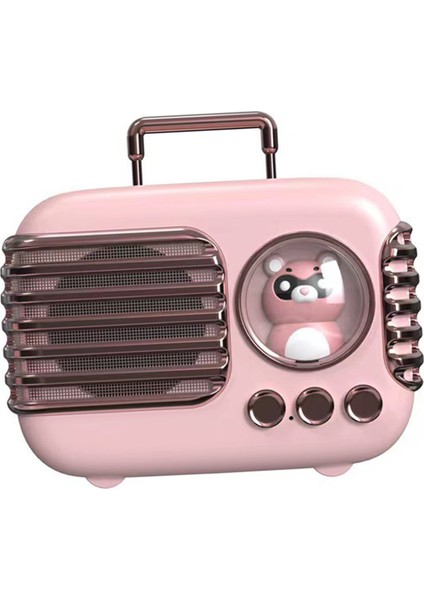 Sevimli Retro Bluetooth Hoparlör Mini Bagaj Mini Hoparlör Yaratıcı Vintage Sevimli Küçük Hoparlör Pembe (Yurt Dışından)