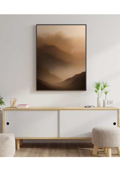 Metal Çerçeveli Gerçek Camlı Tablo - Dijital Baskı - Soyut "pus"