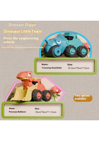 Çocuk Preslenmiş Dinozor Inşaat Aracı Ekskavatör Seti (Yurt Dışından)