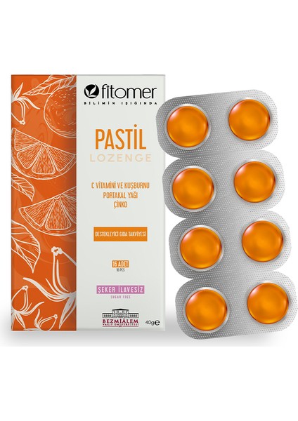 C Vitamini Kuşburnu Portakal Yağı ve Çinko Içeren 16’lı Pastil