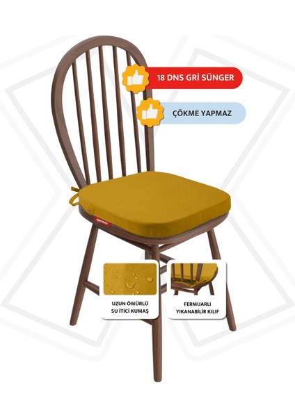 Standartfit Oval Sandalye Minderi Fermuarlı Yıkanabilir Kılıf Bağcıklı Su ve Yağ Itici 42X42X5 Hardal fiyatları