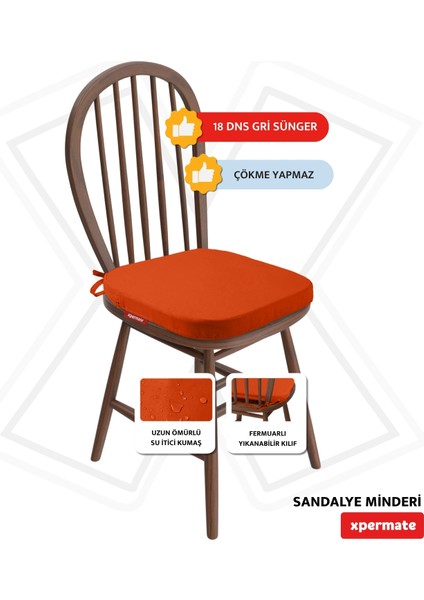 Standartfit Oval Sandalye Minderi Fermuarlı Yıkanabilir Kılıf Bağcıklı Su ve Yağ Itici 42X42X5 Kremit fiyatları