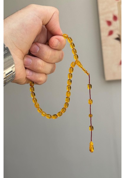 Küçük Boy Usta Mühürlü Sıkma Kehribar Tesbih modelleri