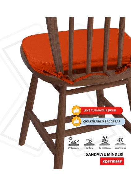 Standartfit Oval Sandalye Minderi Fermuarlı Yıkanabilir Kılıf Bağcıklı Su ve Yağ Itici 42X42X5 Kremit fırsatları