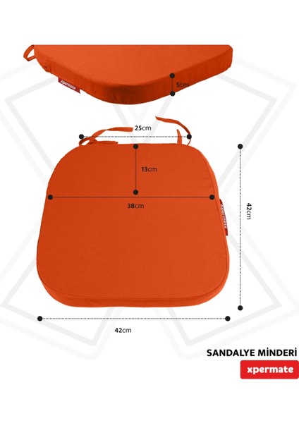 Standartfit Oval Sandalye Minderi Fermuarlı Yıkanabilir Kılıf Bağcıklı Su ve Yağ Itici 42X42X5 Kremit indirimleri