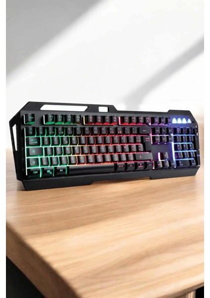 Q Klavye Rgb Işıklı Klavye ve Mouse Seti Kablolu Mouse Hediyeliş