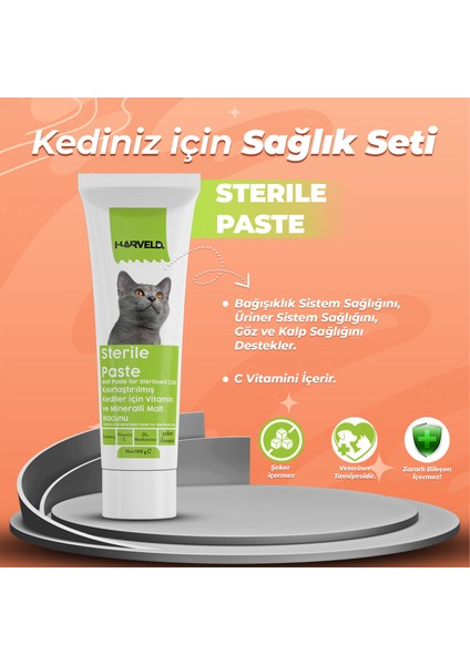Sterile Paste Plus & B Damla Kısır Kedi Bakım Seti (Destekleyici + Tüy Desteği) modelleri