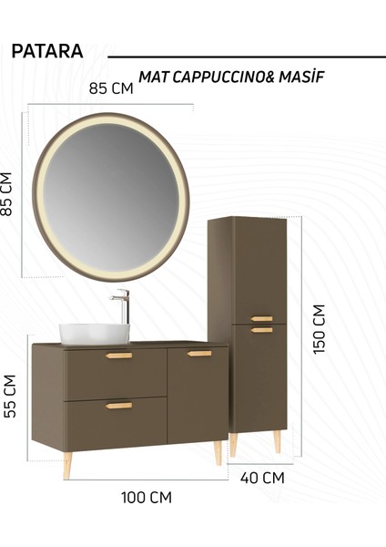 Patara Lavabo Dolabı 100CM Mat Cappuccino fiyatları