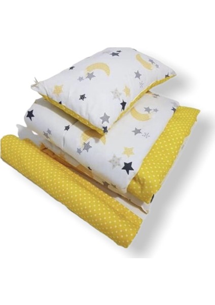 Pamuk Bebek/çocuk Yastık Çarşaf Yorgan Seti Sarı Ay Yıldızlı 60X120 fiyatları