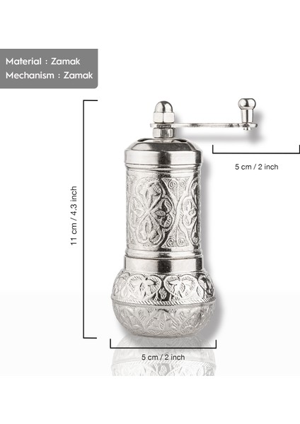 Glıos Nikel Zamak Karabiber El Değirmeni Öğütücü Grinder 11 cm modelleri