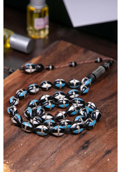 Iri Taneli Mavi Taş Kombinli Kuka Işleme Tesbih fiyatları