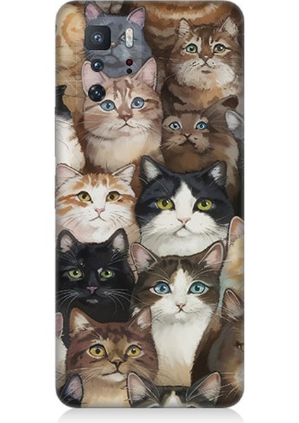 Xiaomi Poco X3 Gt Uyumlu Kedi Kalabalığında Kaos Desenli Silikon Kılıf