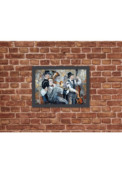Ahşap Kendinden Çerçeveli Tablo - Müzisyenler, Standart - 20X28CM