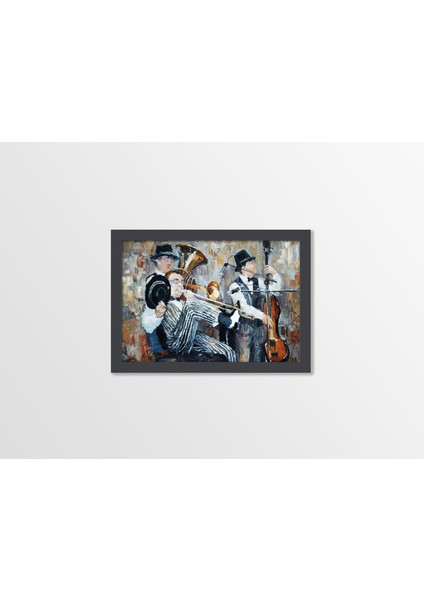 Ahşap Kendinden Çerçeveli Tablo - Müzisyenler, Standart - 20X28CM