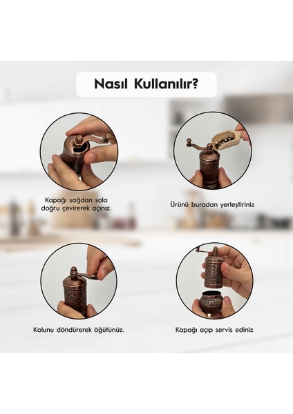 Glıos Bakır Zamak Karabiber Baharatlık El Değirmeni Öğütücü Grinder 11 cm