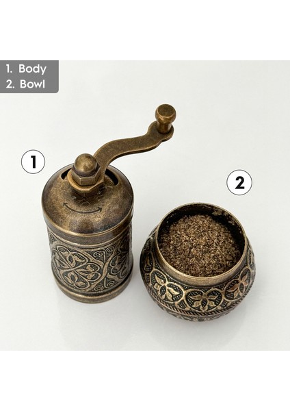 Glıos Bakır Zamak Karabiber Baharatlık El Değirmeni Öğütücü Grinder 11 cm