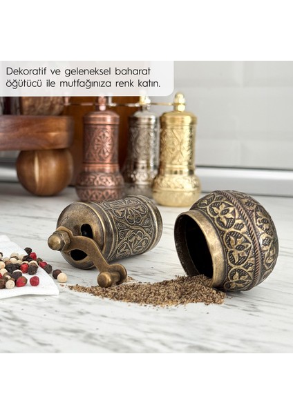 Glıos Bakır Zamak Karabiber Baharatlık El Değirmeni Öğütücü Grinder 11 cm