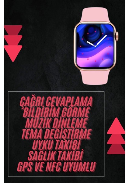Lider Global Pembe Akıllı Saat 49MM Ios & Android Uyumlu Arama Özellikli