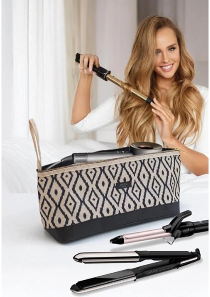 Bej Seyahat Kozmetik Çantası, Düzenleyici ve Şık Makyaj Organizer 24X17X19