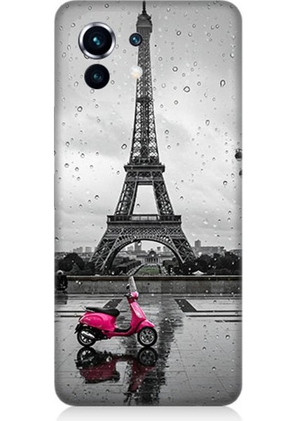 Xiaomi Mi 11 Uyumlu Yağmurda Eyfel ve Scooter Desenli Silikon Kılıf