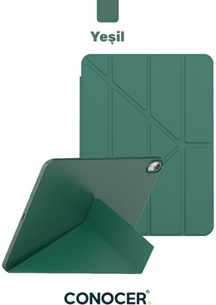 iPad 11 A16 2025 10. Nesil 10.9 Tablet Kılıfı Yumuşak Kalem Bölmeli, Uyku Modlu, Tri Folding Stand
