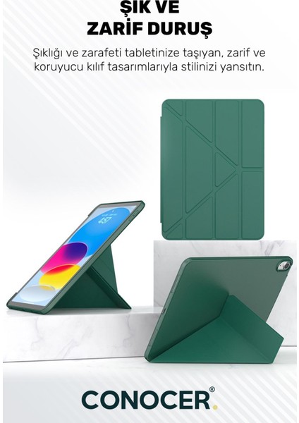 iPad 11 A16 2025 10. Nesil 10.9 Tablet Kılıfı Yumuşak Kalem Bölmeli, Uyku Modlu, Tri Folding Stand fiyatları