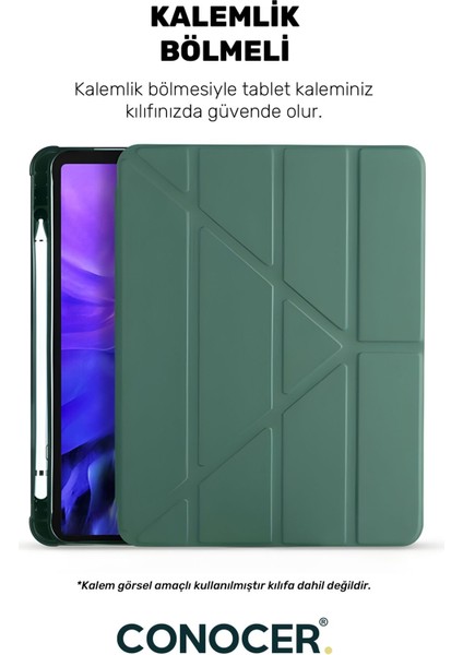 iPad 11 A16 2025 10. Nesil 10.9 Tablet Kılıfı Yumuşak Kalem Bölmeli, Uyku Modlu, Tri Folding Stand modelleri