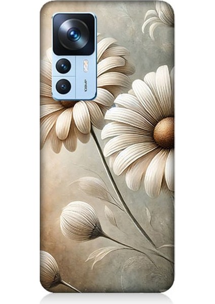 Xiaomi Mi 12T Uyumlu Yumuşak Beyaz Papatya Güzelliği Desenli Silikon Kılıf