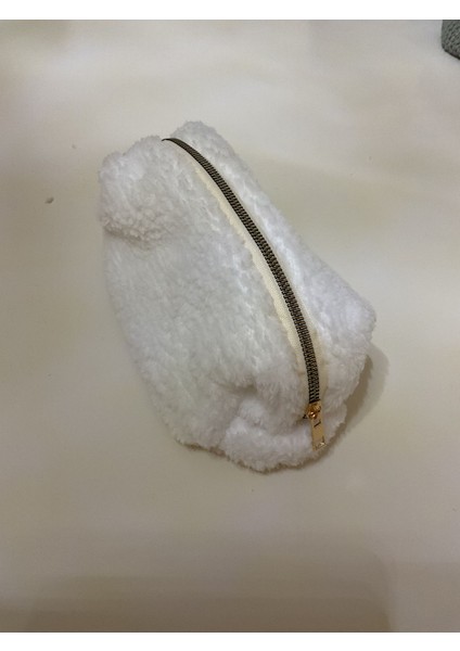 Peluş Kumaş Makyaj Çantası ve Kalemlik, Beyaz, Şık ve Kullanışlı Tasarım fırsatları