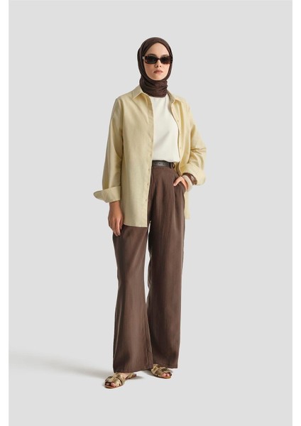 Keten Basic Gömlek 25Y3726 Limon modelleri