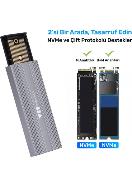 Vıt Taşınabilir Metal SSD Kutusu USB 3.1 Gen2 10GBPS VDK01