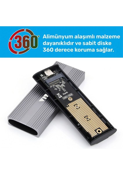 Vıt Taşınabilir Metal SSD Kutusu USB 3.1 Gen2 10GBPS VDK01