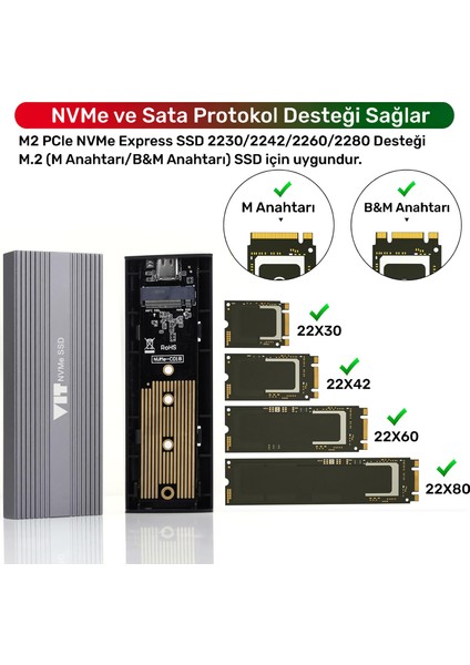 Vıt Taşınabilir Metal SSD Kutusu USB 3.1 Gen2 10GBPS VDK01