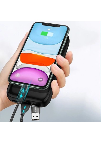 Baseus 2in1 Dual Output Cable/usb-A+Type-C Iphone 18W Hızlı Şarj USB Kablo 1m-(5 - EMY8225-5366 indirimleri
