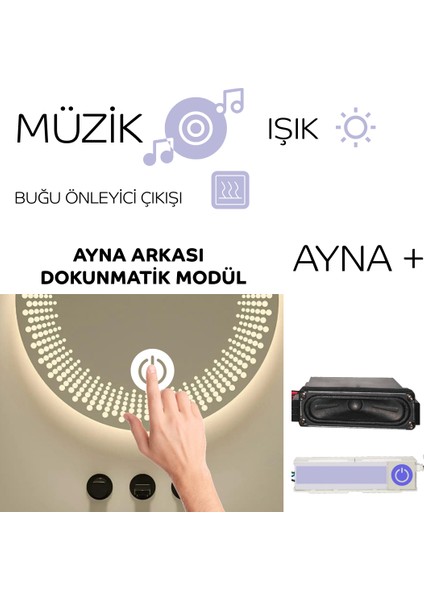 Ayna Arkası 220V Bluetooth'lu Hoparlörlü Dokunmatik Sensör fiyatları