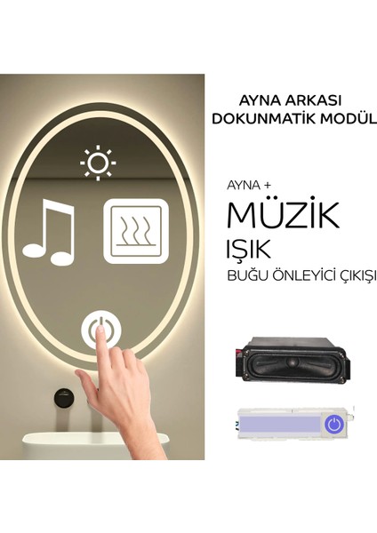 Ayna Arkası 220V Bluetooth'lu Hoparlörlü Dokunmatik Sensör modelleri