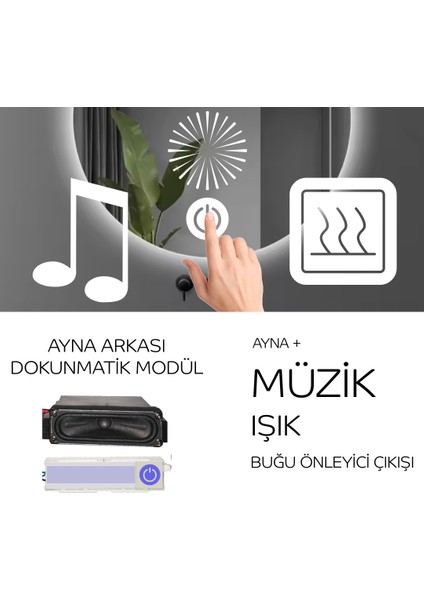 Ayna Arkası 220V Bluetooth'lu Hoparlörlü Dokunmatik Sensör indirimleri