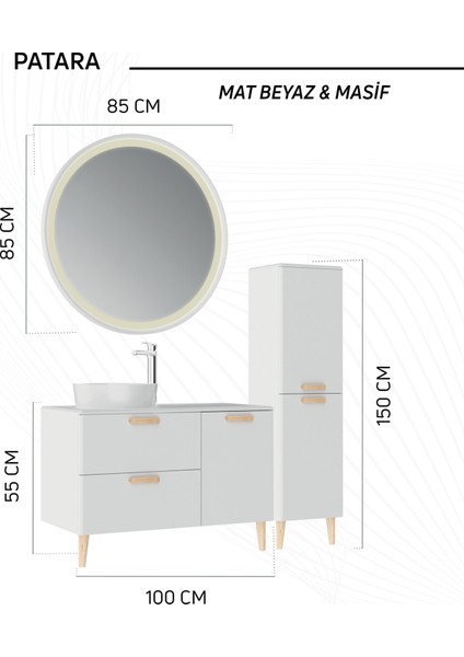 Patara Lavabo Dolabı 100CM Mat Beyaz fırsatları
