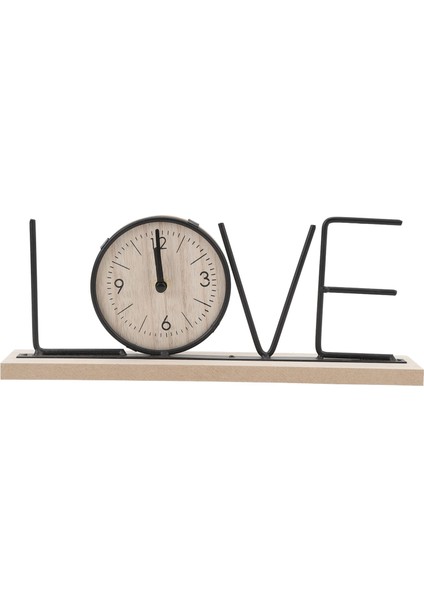 Masa Raf Saati Ahşap Demir Pil İle Çalışan Modern Dekoratif Harf Masa Saati Süsü Oturma Odası Yemek Odası Yatak Odası Ofis Aşk Sürümü (Yurt Dışından)