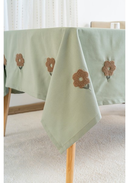 Florita Yeşil Punch Işlemeli Dertsiz Leke Tutmaz Masa Örtüsü 160X220 cm modelleri