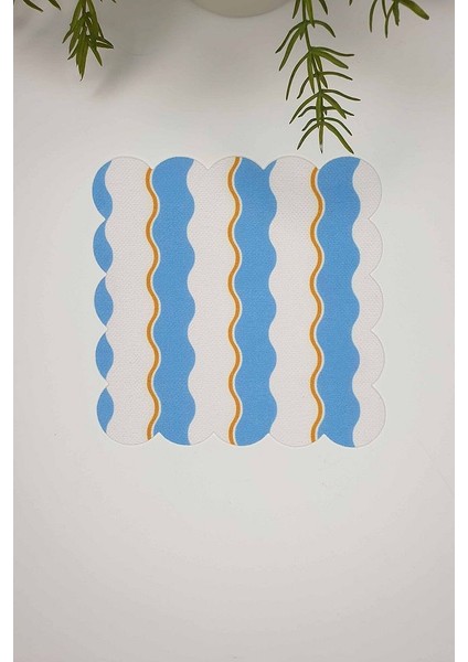 Dalga Desenli Mavi Beyaz Lazer Kesim Kokteyl Peçetesi 1 Adet