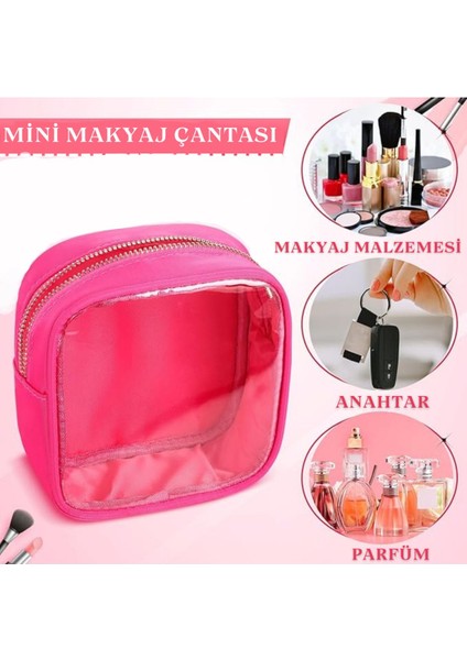 Şeffaf ve Pembe Cilt Bakım Çantası, Şık ve Kullanışlı Taşıma Ürünü fiyatları